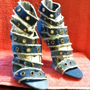 Medium to light colored Denim Heels